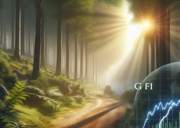 image d'une forêt générée par l'IA. prompt :investir dans la forêt dans un GFI avec une courbe de bourse.