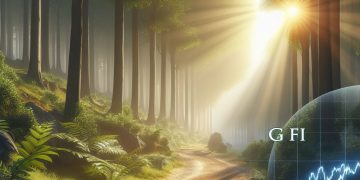 image d'une forêt générée par l'IA. prompt :investir dans la forêt dans un GFI avec une courbe de bourse.